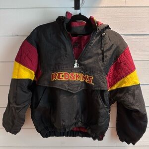 Vintage STARTER Washington Redskins Half Zip Pullover Jacket with NFL Patch